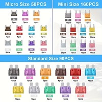 Kit d'assortiment de fusibles 300 pièces, fusibles miniatures, standard et micro-lames, extracteur de fusibles automobile pour voiture, camion, camping-car, moto
