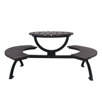 Mobilier d'extérieur commercial table de pique-nique ronde en bois avec banc extérieur restaurant hôtel bistro patio table à manger chaise