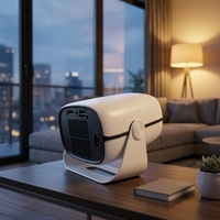 Mini projecteur portable avec base rotative à 180°, résolution native 1280*720 HD, système Android, WiFi, Bluetooth, décodage 4K, télécommande et processeur quadricœur