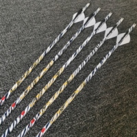 Flèches en carbone OEM 6,2 mm ID 30 pouces, rectitude ±0,003 pouces, motif zèbre, spine 300/350/400, ailettes Blazer, pour arc à poulies, vente en gros