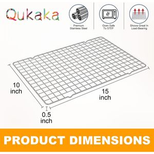 Qukaka Baking Cooling <b>Rack</b> 10 X 15 Inch Stainless Steel <b>Oven</b> Safe For Even Cooling 2 Pack - Product Image 6