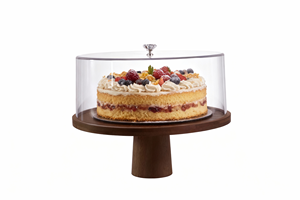 Yuvarlak Büyük Komple Akrilik Ahşap Kek <span class=keywords><strong>Stand</strong></span>ı Seti, Kapaklı, Evde Pişirme, Partiler ve Düğün Pastaları İçin - Product Image 3