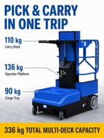 Chariot élévateur électrique Everlift ELJX0 pour allées étroites, plateforme de travail en hauteur, hauteur de levage 500 mm, pour entrepôt