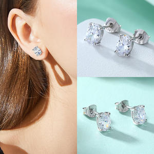 Mode bijoux fins S925 en argent Sterling ovale zircone pendentif collier boucles d'oreilles anneau ensemble de bijoux ensemble de bijoux de mariage de mariée - Product Image 5