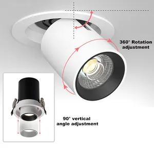 360 Gimbal Swing Led Spotlight Die-Cast Aluminum Triac 10W Anti Glare Round Lens Recessed Led Downlight