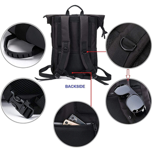 Custom Waterproof Polyester <b>Roll</b> <b>Top</b> Sport <b>Backpack</b> Travel Business <b>Laptop</b> Bag <b>Backpack</b> - Product Image 3