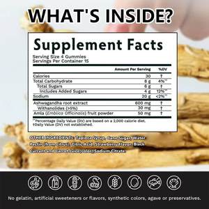 Bonbons à l'Ashwagandha avec supplément aux fruits Amla et à base de plantes pour le soulagement du stress, l'humeur et la santé immunitaire - Product Image 4