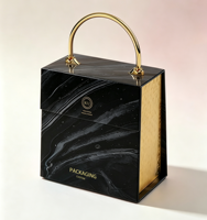 Boîte cadeau de luxe noire pour parfum, boîte cosmétique, emballage personnalisé pour flacon de parfum avec poignée