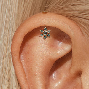 Clous d'oreille en argent sterling 925 avec agate naturelle ronde, dos plat, 1,2*6 mm - Product Image 5