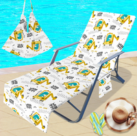 Serviette de plage imprimée en microfibre conçue sur mesure, housse de chaise longue en tricot avec propre logo