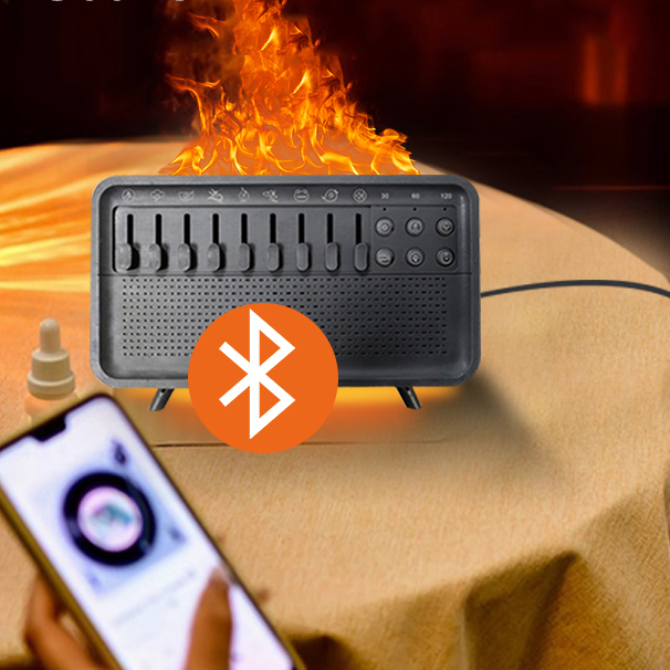Multifunction BT Speaker White Noise Nature Sound Machine With Simulation Flame Humidifier Night Light White Noise Machine
