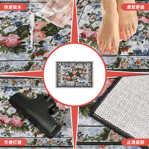 Alfombra Rectangular para Sala de Estar, Diseño Floral, Poliéster, Antideslizante, Lavable, 24DFR0034 - Product Image 5