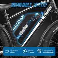 Vélo de montagne électrique Chamrider DM427 48V Double batterie Charge lourde Cargo Moteur sans balais électronique Freins à disque hydrauliques Vélo électrique