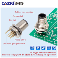 Connecteurs M12 Droits de Type Industriel pour Montage sur Panneau PCB, Prise Mâle à Contact en Laiton, Femelle 2-17 Broches, Filetés M16, Trous PG9
