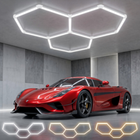 Plafonnier LED hexagonal pour garage, design nid d'abeille, 3 températures de couleur sélectionnables (6500K, 5000K, 3500K), conception modulaire DIY pour le detailing automobile