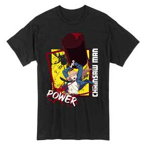 เกรทอีสเทิร์นเอนเตอร์เทนเมนท์ เชนซอว์แมน พาวเวอร์เสื้อยืดผู้ชายสำหรับผู้ใหญ่ทรงปกติแขนสั้นผ้าฝ้าย 100% คอกลมลำลอง - Product Image 1