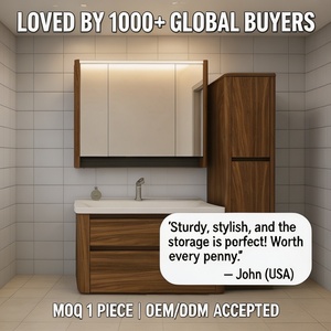 Simple Bathroom Plywood Vanity Cabinet Combination Set with <b>Led</b> <b>Mirror</b> and Ceramic Basin - Product Image 4