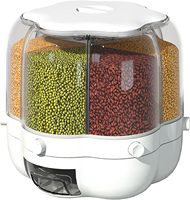 Distributeur rotatif de riz et de céréales à 6 compartiments, distributeur de riz et de céréales rotatif pour la cuisine, conteneur de distributeur de nourriture sèche de 30 lb