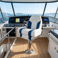 Siège de bateau de pêche Allshine Marine durable à dossier haut avec poignées et appui-tête réglable en bleu et blanc