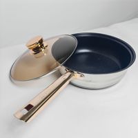 Ensemble de casseroles en acier inoxydable 6 pièces Poêle à frire Marmite Poignée Intérieur antiadhésif Cinq couches Double revêtement Couvercle en verre Résistant au four
