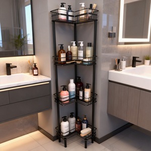 OEM/ODM Bathroom Corner Shelf 4 Layers Triangular Freestanding Storage Rack For Bathrooms - Product Image 3