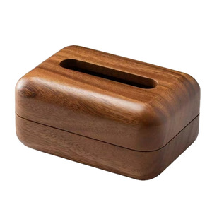 Caja de pañuelos de madera maciza de color nogal, duradera, para almacenamiento en el hogar, sala de estar, hotel, restaurante - Product Image 4