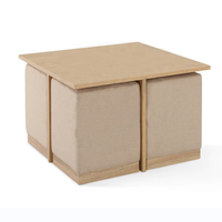 Vente en gros design moderne simple 4 places tissu MDF table basse carrée ronde avec siège