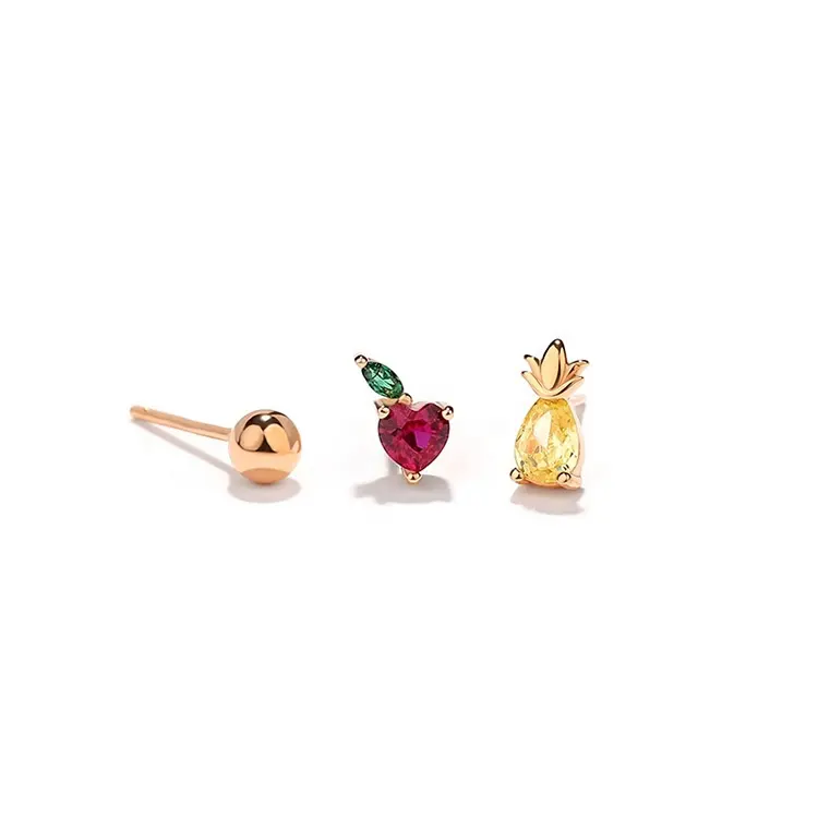 Earing Heart Ruby Wedding Hooks Engagement Earring Trendy Green Gemstone Rose Gold Filled 925 Sterling Silver Stud Hoop Earing