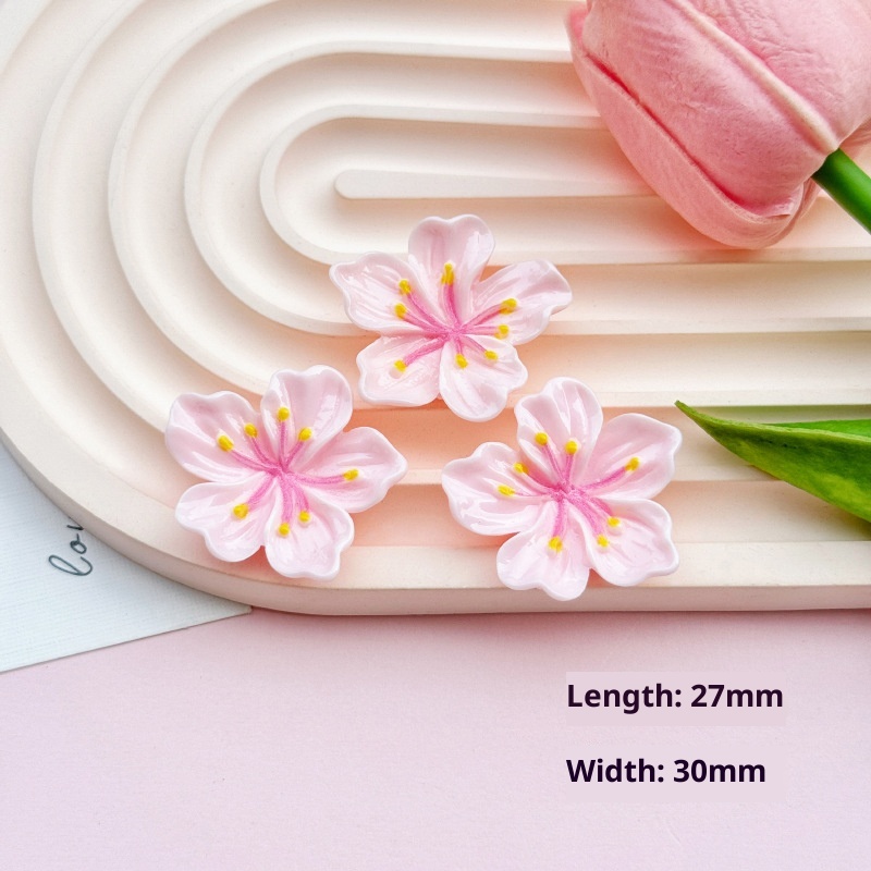 Grande fleur de pêcher rose brillante 30*27mm