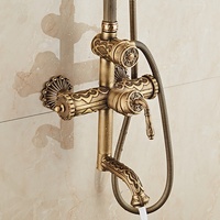 Ensemble de robinet de douche en laiton antique de luxe mélangeur de douche exposé de style européen