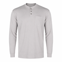 Chemise Henley à manches longues pour homme, avec poche, respirante, durable, antibactérienne, décontractée, uniforme de travail, couleur unie, Spandex/Nylon