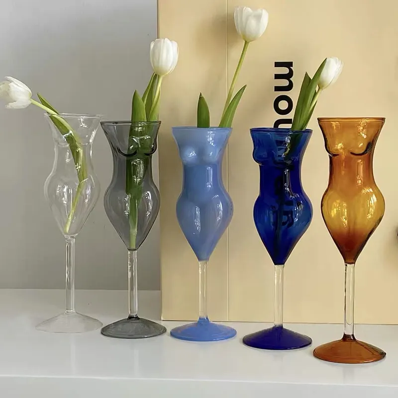 Beauty Human Half Body Shape Home Decoration Ornaments Champagne Cocktail Juice Cup Glass Goblet