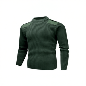 Cardigan en laine et acrylique épais respirant pour l'hiver, tricoté avec des patchs, idéal pour les pilotes, capitaines et agents de sécurité en extérieur - Product Image 1