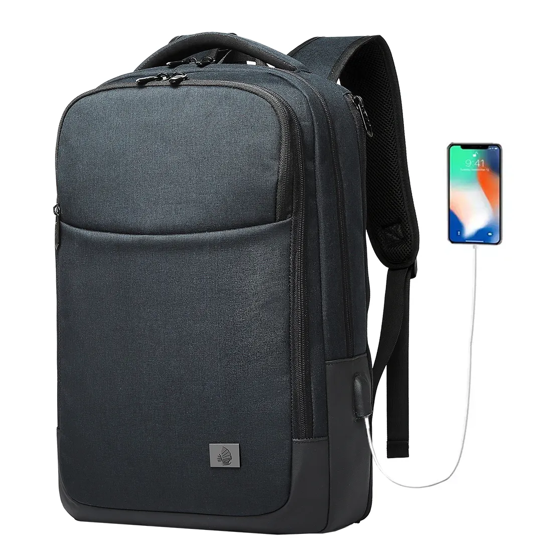 حقائب مدرسية جديدة مع منفذ USB مضادة للسرقة حقائب ذكية مضادة للماء من البوليستر بنسيج مناسب للعمل حقائب ظهر بتصميم أنيق