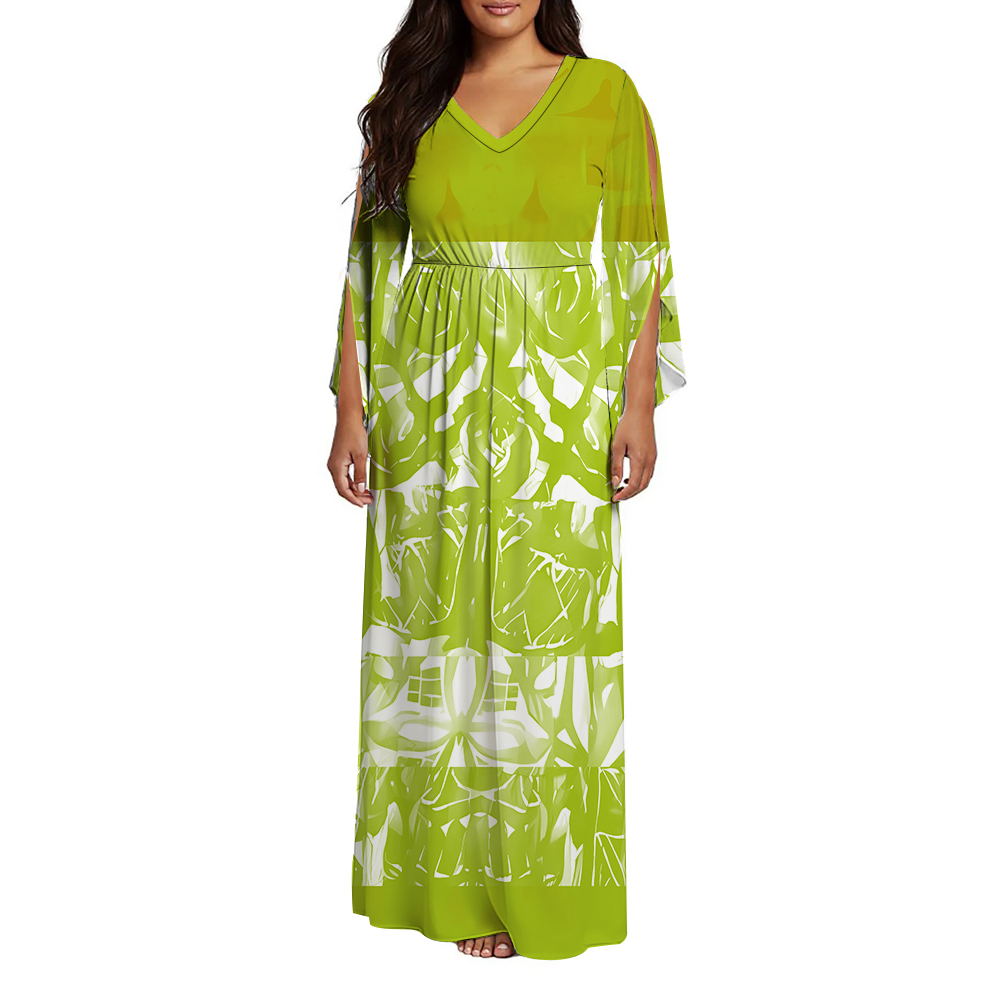 knee length dresses for ladies Green Tropical Print Cutout Maxi Dress - All Dresses main image 1