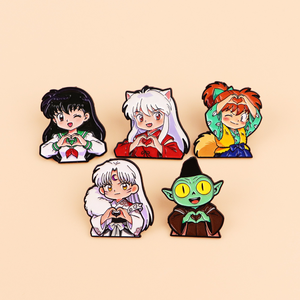 5 Nuevos Diseños de Alta Calidad, Insignias Metálicas de Anime Japonés de Inuyasha, Shippo y Miroku para Decoración de Bolsas y Ropa - Product Image 1