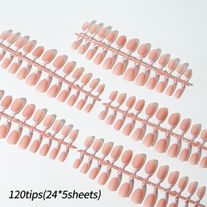 120 pièces <span class=keywords><strong>blanc</strong></span> rose mat amande presse sur ongles français givré doux Gel ongles conseils portable faux ongles cercueil/ovale faux conseils - Product Image 5