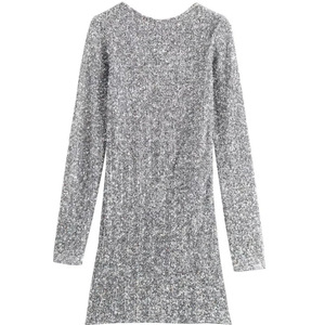 ZATRHMBM 2026 Nuova Collezione Primavera/Estate <span class=keywords><strong>Abito</strong></span> da Donna con Paillettes, Vestito Elegante Casual Retrò a <span class=keywords><strong>Maniche</strong></span> <span class=keywords><strong>Lunghe</strong></span> con <span class=keywords><strong>Schiena</strong></span> <span class=keywords><strong>Scoperta</strong></span> - Product Image 4