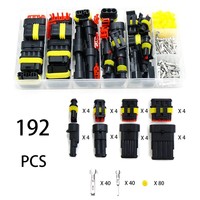 192 pièces Pack connecteur de lampe au xénon en boîte 25A scellé connecteur automobile boîte ensemble assortiment cuivre Contact matériel boîtier en Nylon