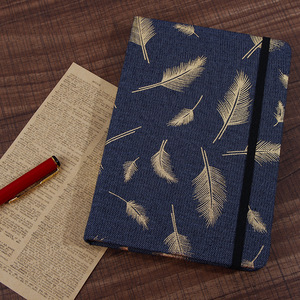 Großhandel Creative Feather Vergoldung sband Gedrucktes Notizbuch Denim Stoff Notizblock mit thermischer Bindung für Studenten Tagebuch Tagebücher - Product Image 3