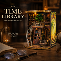 Kit DIY Bibliothèque Magique en Bois FSC, Puzzle 3D Porte-Livres avec Lumière LED, Maison de Poupées Miniature, Logo Personnalisé, Vente en Gros OEM ODM