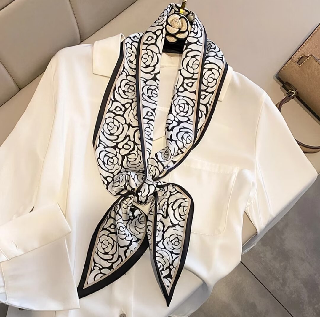 15*150CM Satin Silk Long Bandana All Over Print Designs Silk Neck Scarf Bandana Custom Handkerchief WIth Low Min Order Quantity