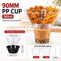 Ensemble de gobelets et bols jetables écologiques en plastique PP 3-en-1 de 360 ml (12 oz) pour jus, bubble tea, poulet frit, salade de fruits, collations