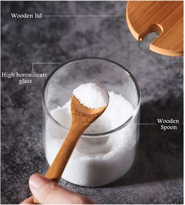 <strong>Set</strong> of 3 <strong>Condiment</strong> Jar Glass Sugar Bowls Sugar Salt <strong>Container</strong> <strong>Set</strong> with Lids and Spoons for Sugar Serving Spice Salt - Product Image 4