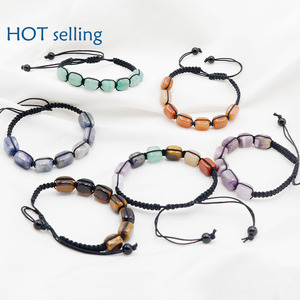 Natural siete pulso piedra tejida chakra cristal natural yoga joyería pulsera recta - Product Image 1