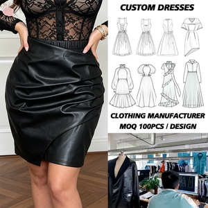 Mini-jupe asymétrique pour femme, taille élastique, froncée, brillante, style sexy, toutes saisons - Product Image 1