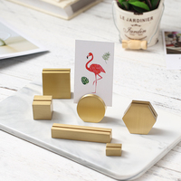 Support de carte en laiton massif, support de prix en cube, support de carte de visite hexagonal pour bureau, décoration créative de bureau, cadeau