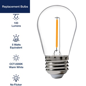 Nhà máy cung cấp S14 <span class=keywords><strong>LED</strong></span> Edison bóng đèn 1 Wát E26 <span class=keywords><strong>120V</strong></span> rõ ràng nhựa ấm trắng cổ điển Filament ánh sáng cho chuỗi đèn trang trí - Product Image 3