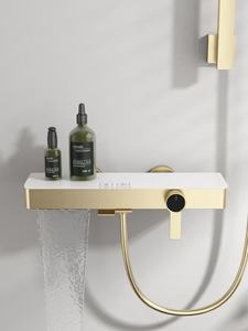 <strong>Simple</strong> Design Double-Function Brass <strong>Shower</strong> Set with Hot and Cold Waterfall Faucet Brushed Gold Rose for Hotels - Product Image 2