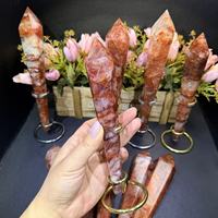 Fabrika Fiyatı Güzel Cilalı İşlemeli Kristal Asa Kırmızı Ateş Kuvars Asası Kindfull Crystal tarafından